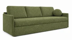 Nowoczesna sofa trzyosobowa SISI z funkcja spania w tkaninie Boucle zielona