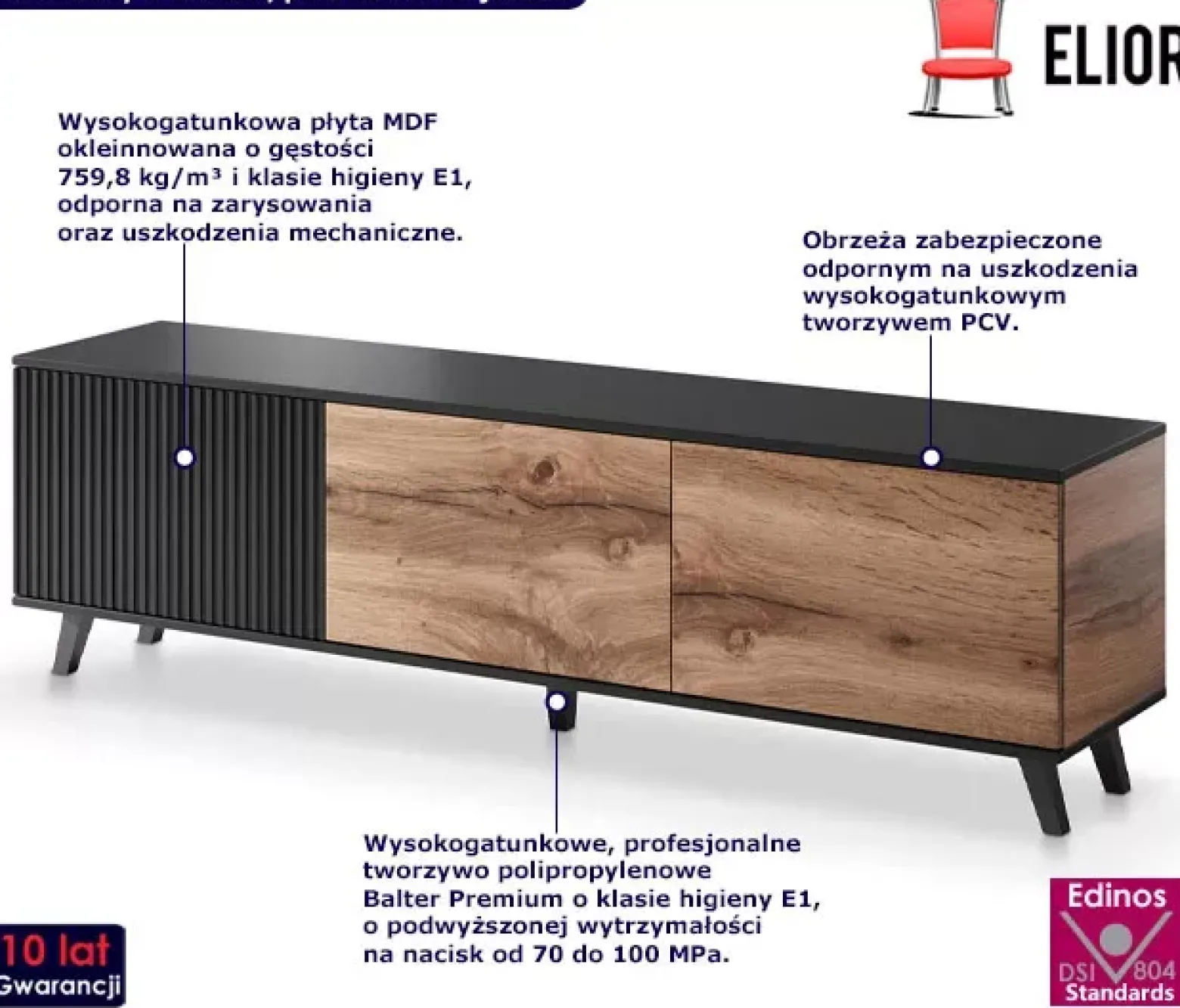 Nowoczesna szafka pod telewizor z lamelami - Zyero