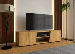 Nowoczesna szafka RTV na nóżkach dąb craft - Zyax