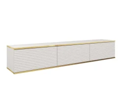 Nowoczesna szafka RTV ORO MDF 175cm biała lamelowane fronty