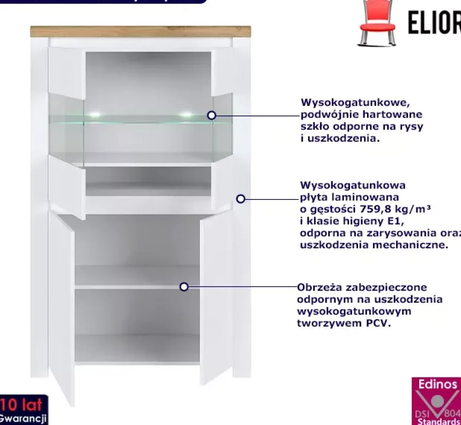 Nowoczesna witryna biały z oświetleniem - Verix
