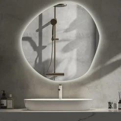Nowoczesne Lustro Nieregularne LED Loft Ścienne 87x86 cm