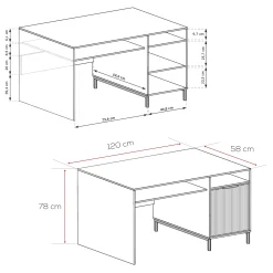 Nowoczesne biurko WAVE 120 cm na nóżkach - kaszmir