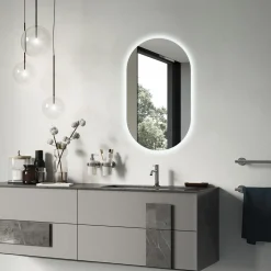Nowoczesne Lustro Owal Led Loft Ścienne Łazienkowe 70x40 cm