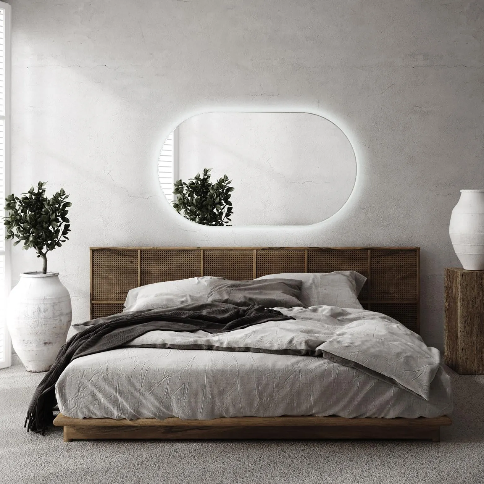 Nowoczesne Lustro Owal Led Loft Ścienne Łazienkowe 70x40 cm