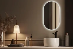 Nowoczesne Lustro Owal Led Loft Ścienne Łazienkowe 70x40 cm
