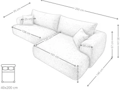 Nowoczesny Narożnik 260×145 cm Viton Greige Szaro Beżowy Prawy