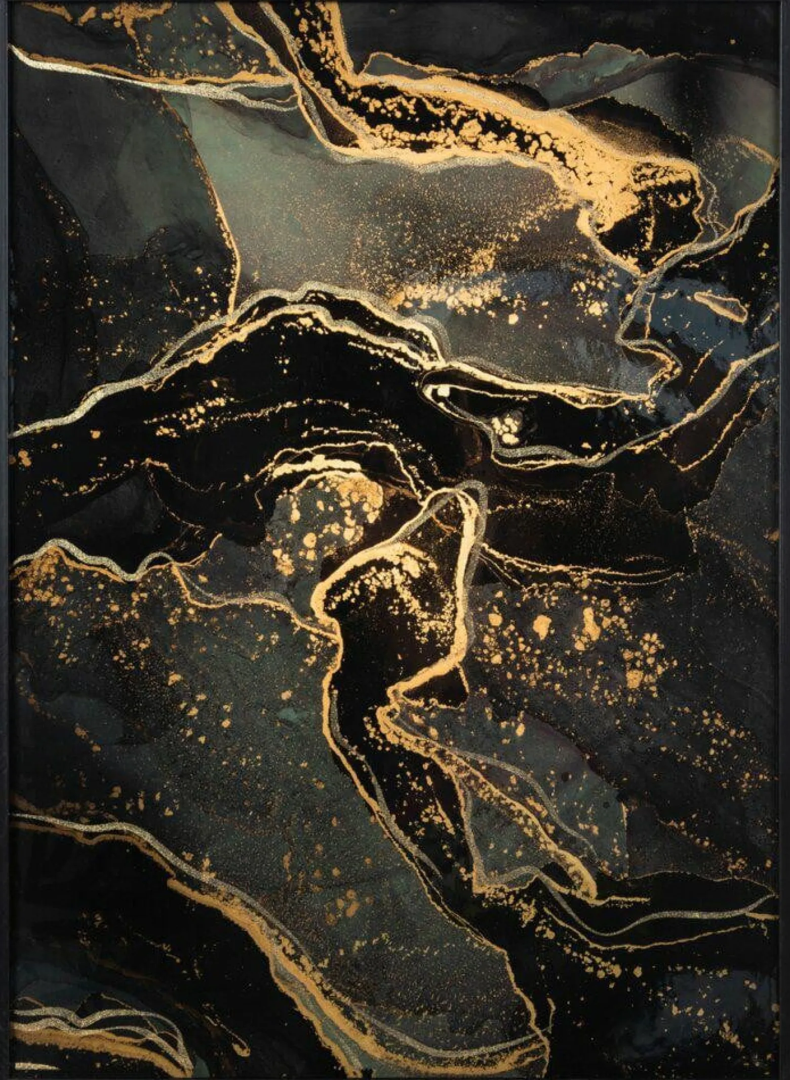 Nowoczesny obraz abstrakcyjny 53x73 cm złoto-czarny