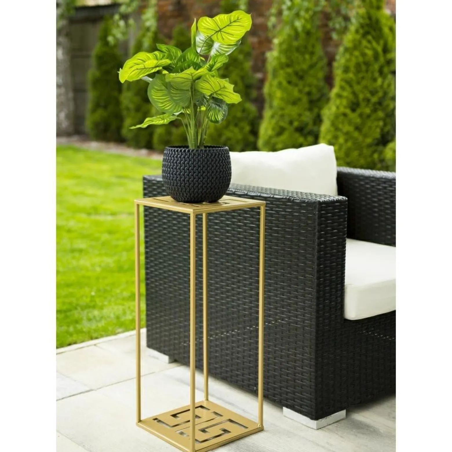 Nowoczesny stojący kwietnik 60 cm złoty