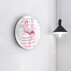 Nowoczesny szklany zegar ścienny Grafika flaminga fi30