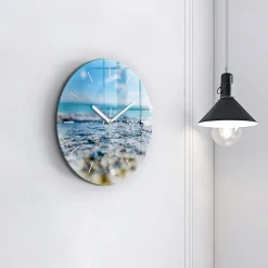 Nowoczesny szklany zegar ścienny Fotografia wody fi30