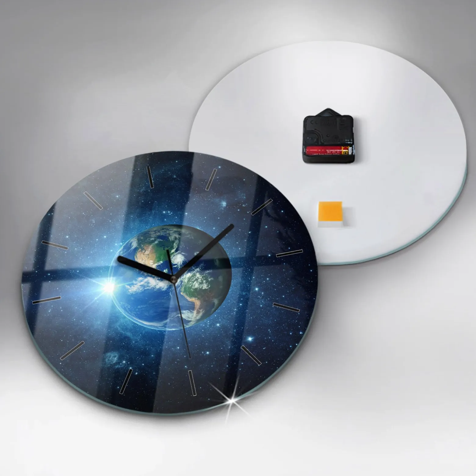 Nowoczesny szklany zegar ścienny Ziemia i galaktyka – NASA