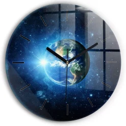 Nowoczesny szklany zegar ścienny Ziemia i galaktyka – NASA