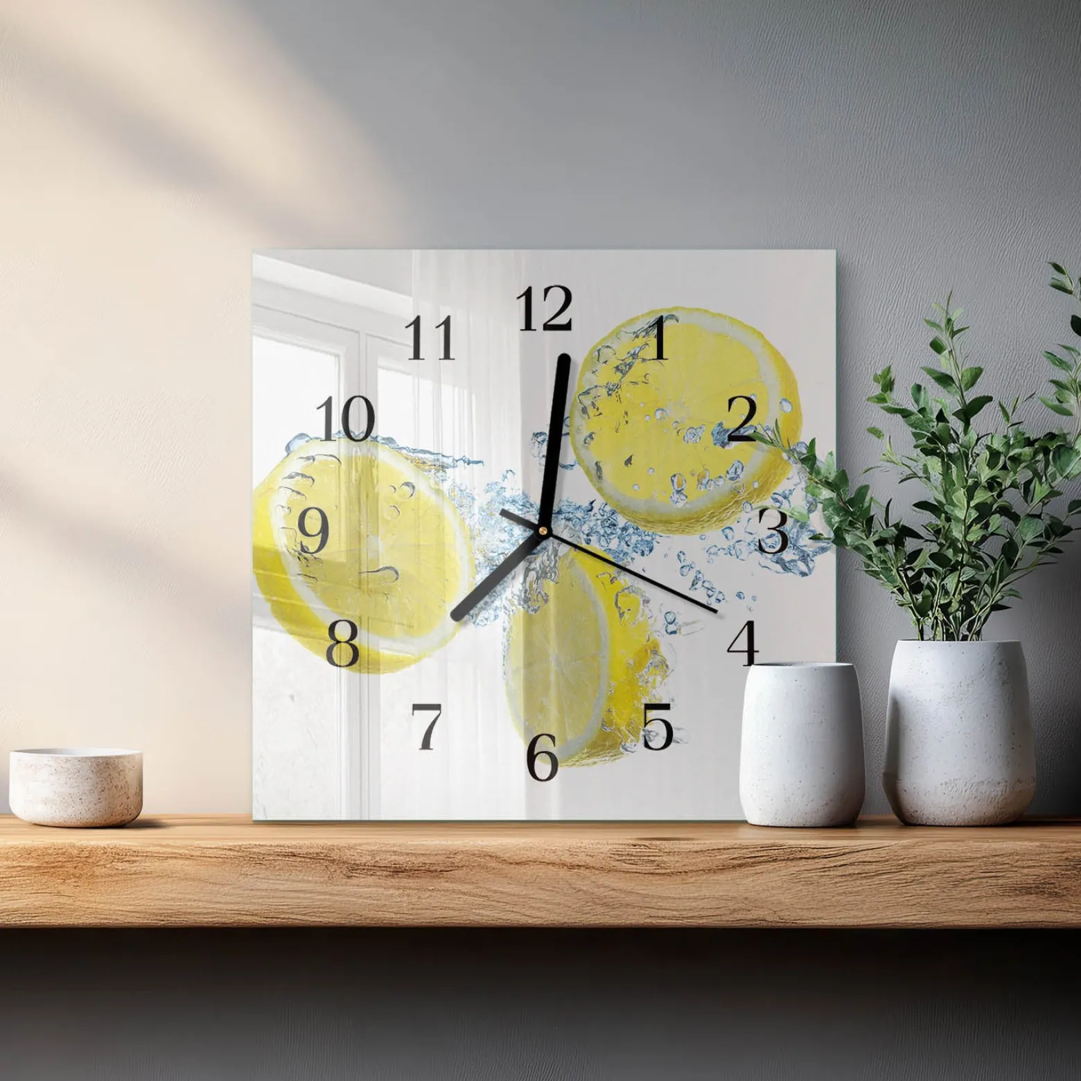 Nowoczesny zegar 30x30 Cytryny nowoczesny na ścianę