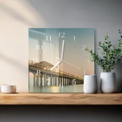 Nowoczesny zegar 30x30 Drewniany Chodnik design na ścianę