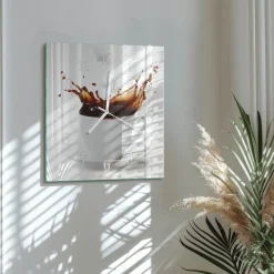Nowoczesny zegar 30x30 Kawa zegar ścienny