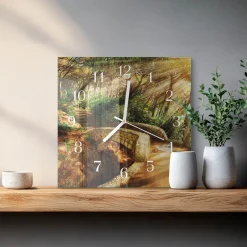 Nowoczesny zegar 30x30 Most Leśny nowoczesny do salonu