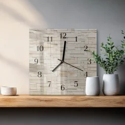 Nowoczesny zegar 30x30 Mur Kamienny design na ścianę