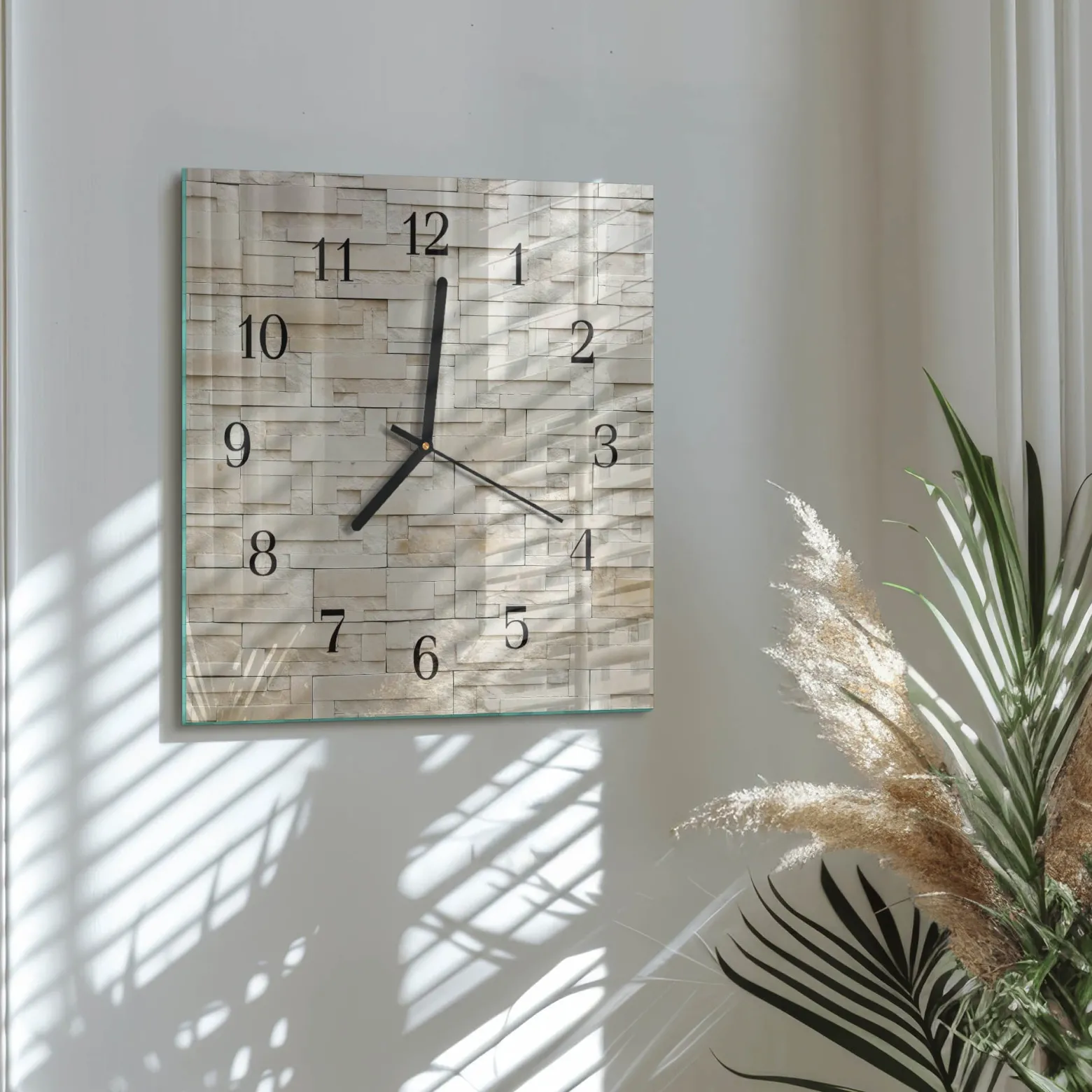 Nowoczesny zegar 30x30 Mur Kamienny design na ścianę