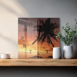 Nowoczesny zegar 30x30 Palma dekoracja loft horyzontalny pokój