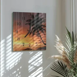 Nowoczesny zegar 30x30 Palma dekoracja loft horyzontalny pokój