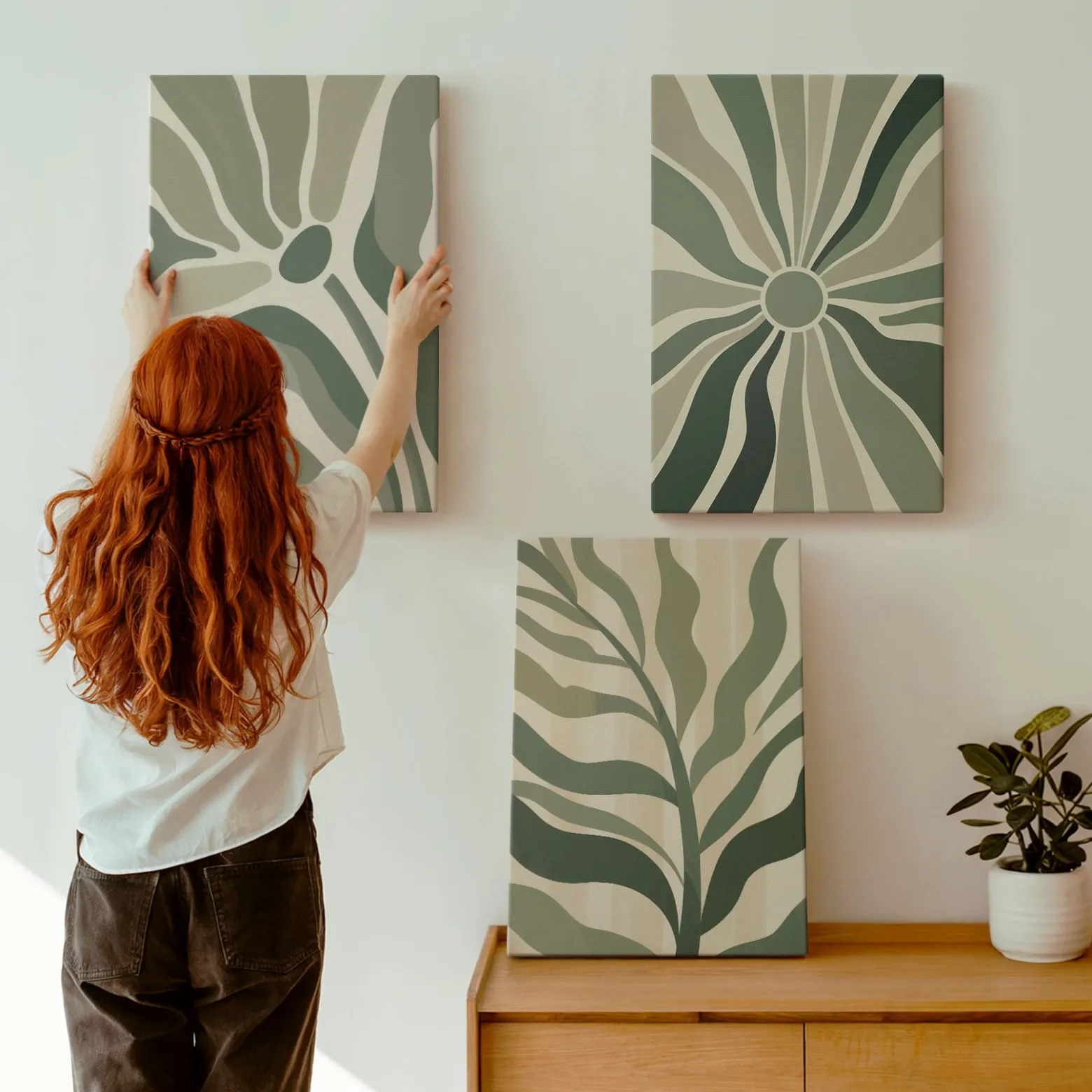 Obraz canvas 3 częściowy Zielone tonacje | 3x40x60 | Wallfluent
