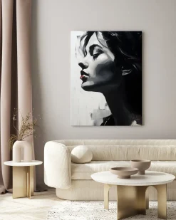 Obraz Canvas Czarno-Biały Profil Młodej Kobiety 20x30cm