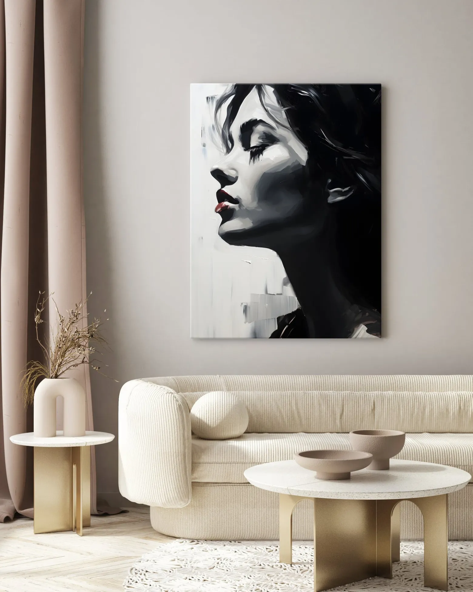 Obraz Canvas Czarno-Biały Profil Młodej Kobiety 20x30cm