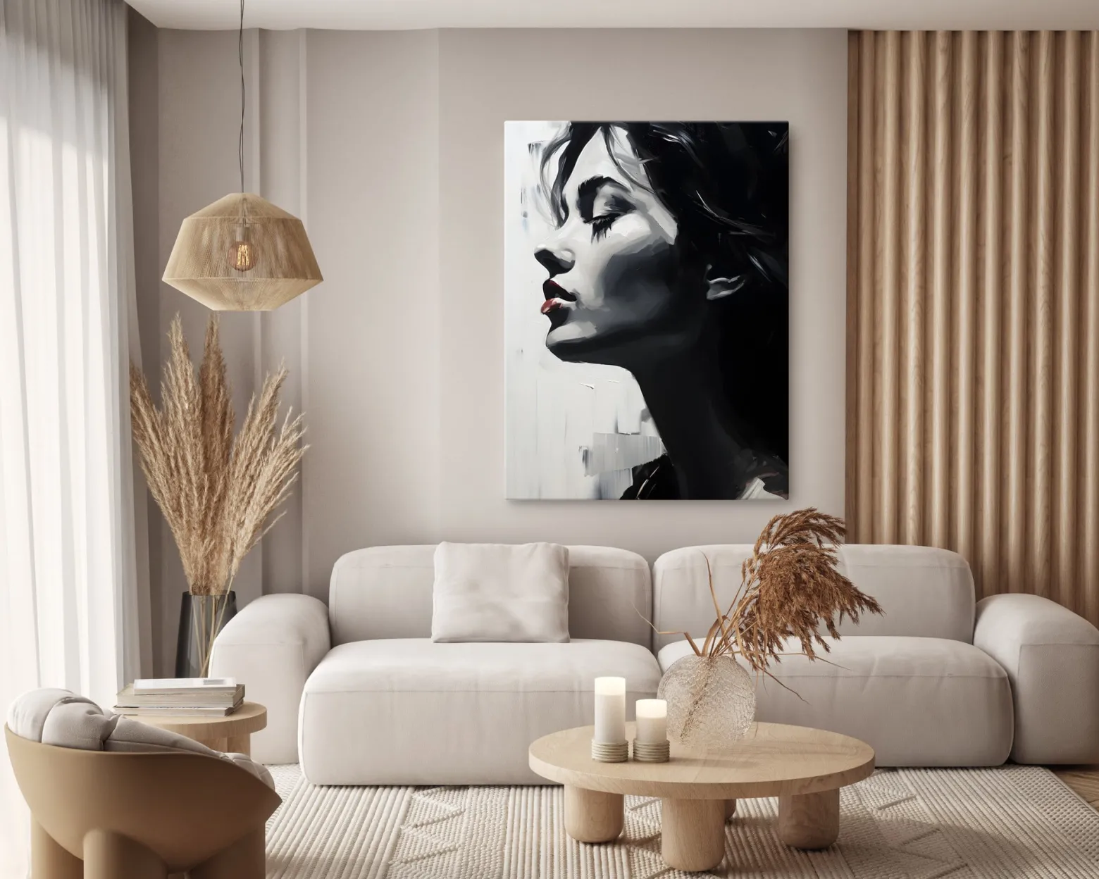 Obraz Canvas Czarno-Biały Profil Młodej Kobiety 20x30cm