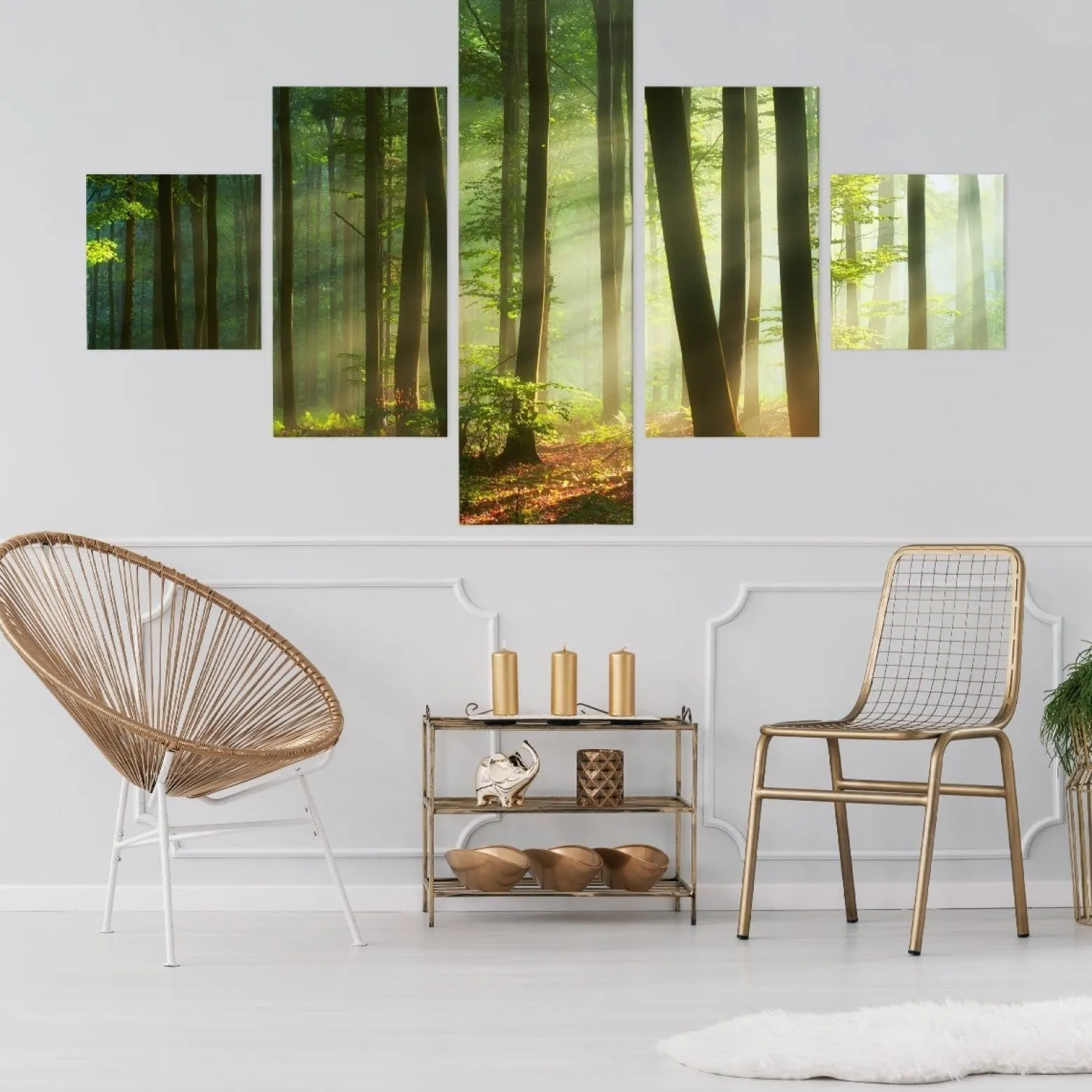 Obraz Ścienny Wieloczęściowy Leśny Pejzaż 3D 150x90cm