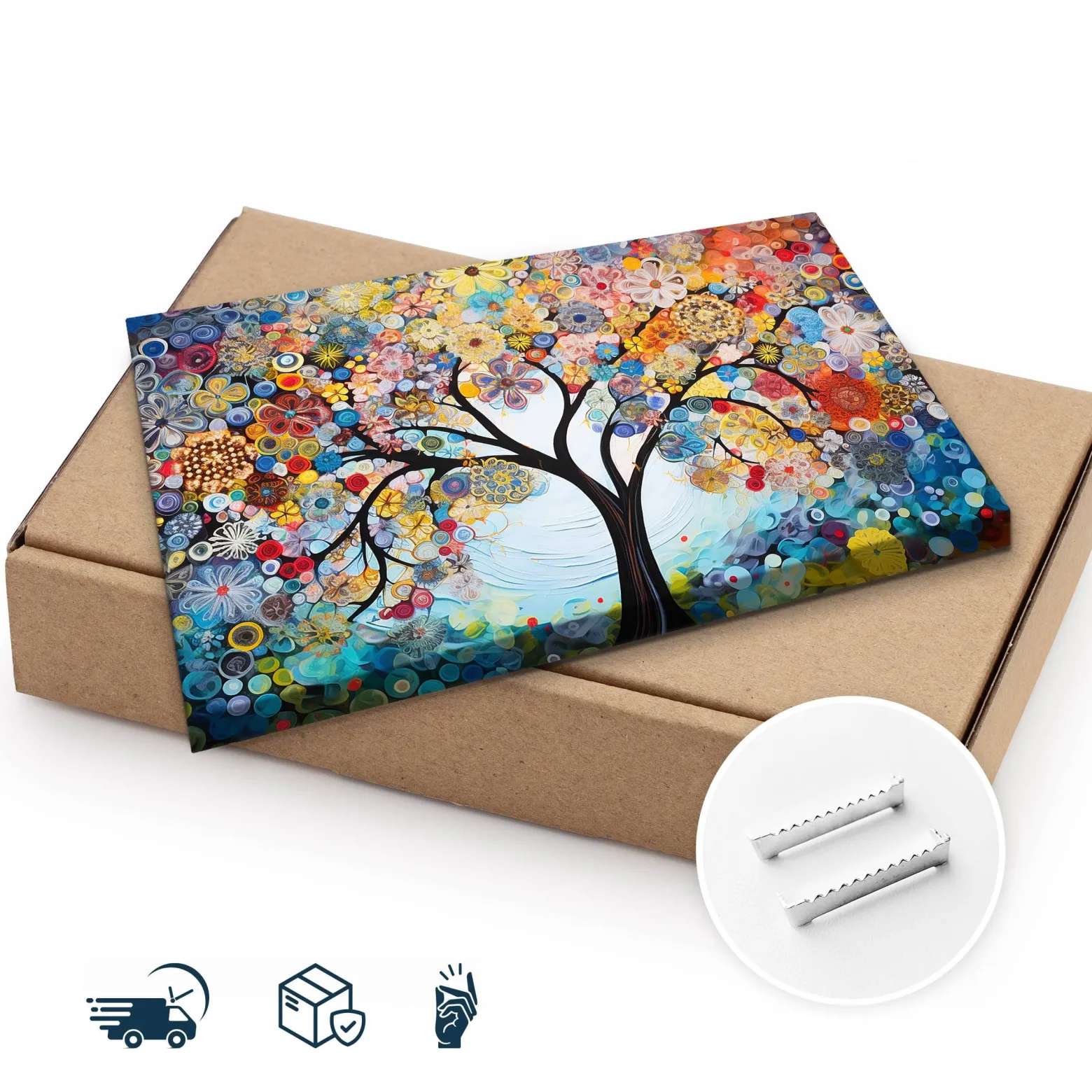 Obraz Kolorowe Kwiaty Na Drzewie W Stylu Boho 30x20cm