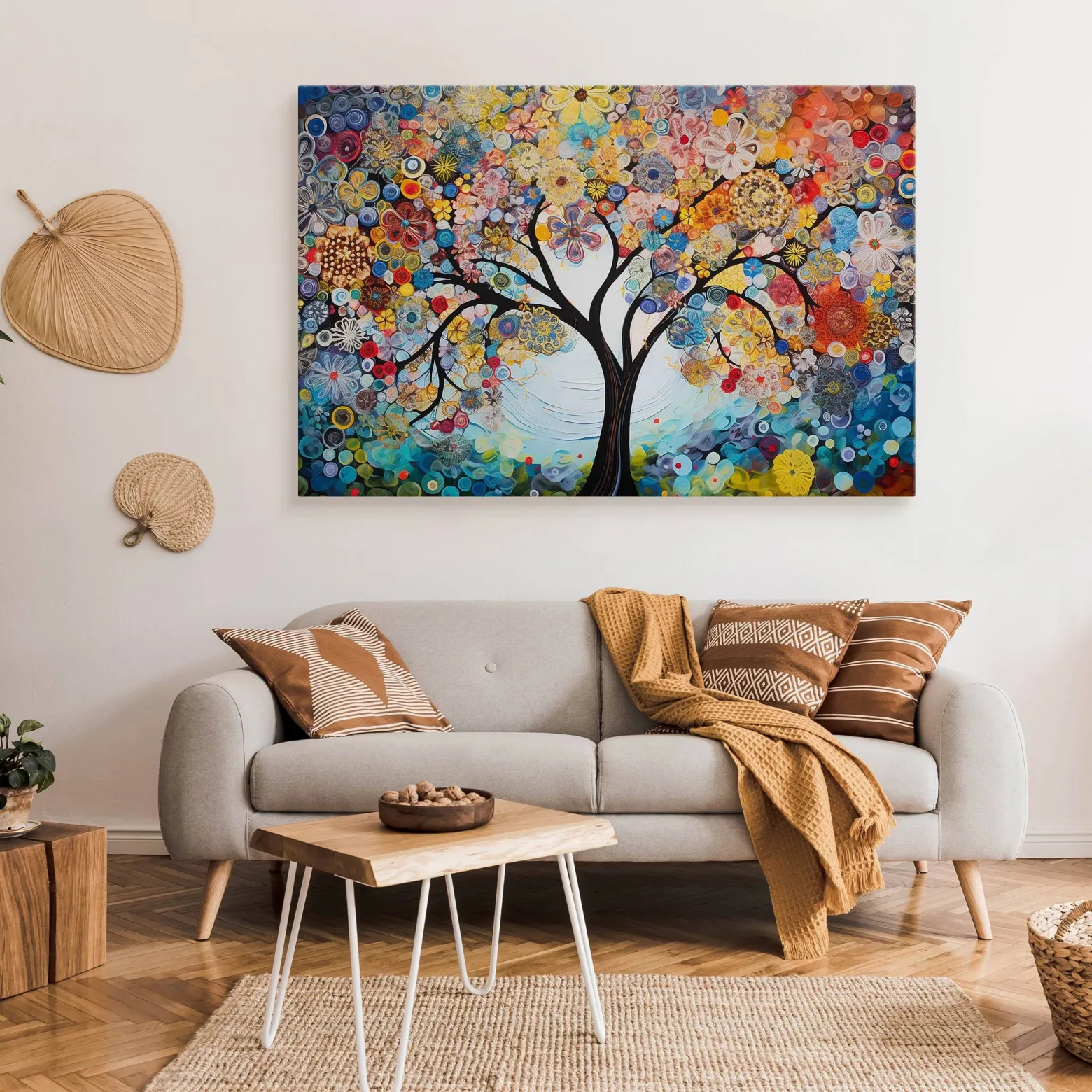 Obraz Kolorowe Kwiaty Na Drzewie W Stylu Boho 30x20cm