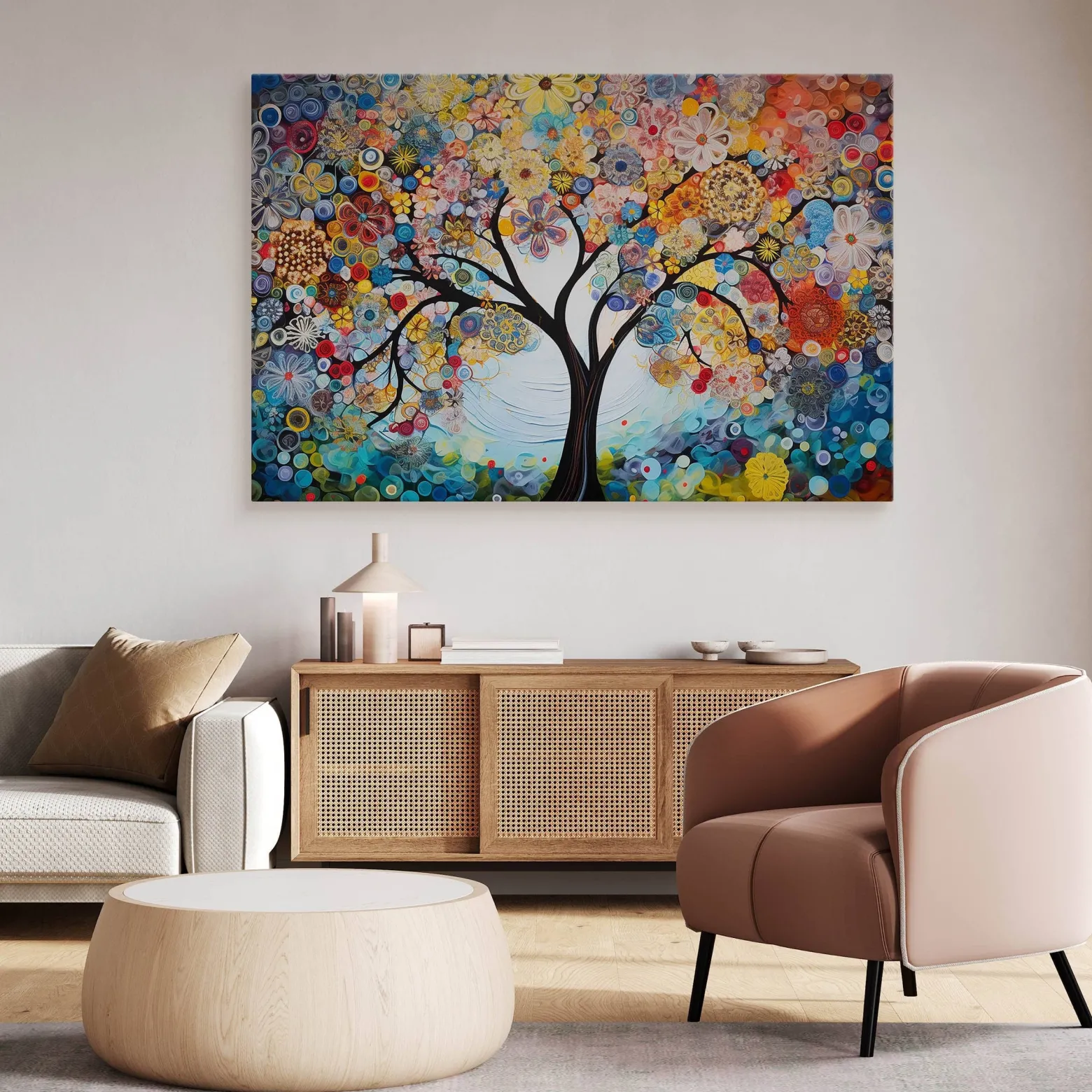 Obraz Kolorowe Kwiaty Na Drzewie W Stylu Boho 30x20cm