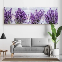 Obraz Panoramiczny Lawenda Na Tle Desek 145x45cm