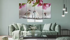 Obraz Tetraptyk Do Salonu Ptaki Pośród Kwiatów 80x60cm
