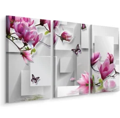 Obraz Tryptyk MAGNOLIE Motyle Figury 3D 60x40cm