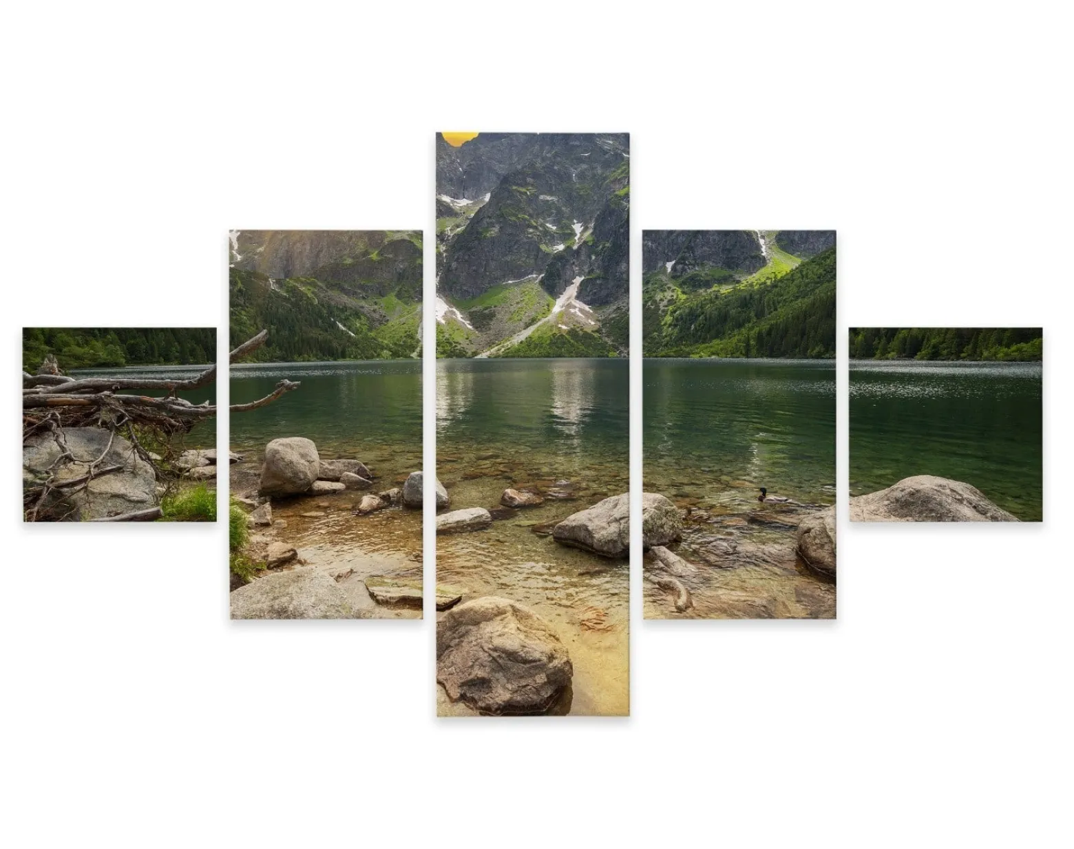 Obraz Wieloczęściowy MORSKIE OKO Góry Pejzaż 3D 150x90cm