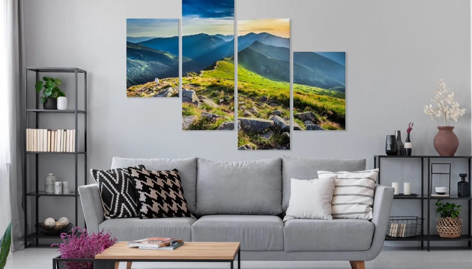 Obraz Wieloczęściowy Pejzaż Górski Skały Widok 3D 80x50cm