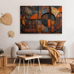 Obraz Abstrakcyjne Okręgi Imitacja Drewna 30x20cm