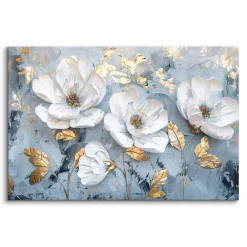 Obraz Akwarelowe Białe Kwiaty Glamour 30x20cm