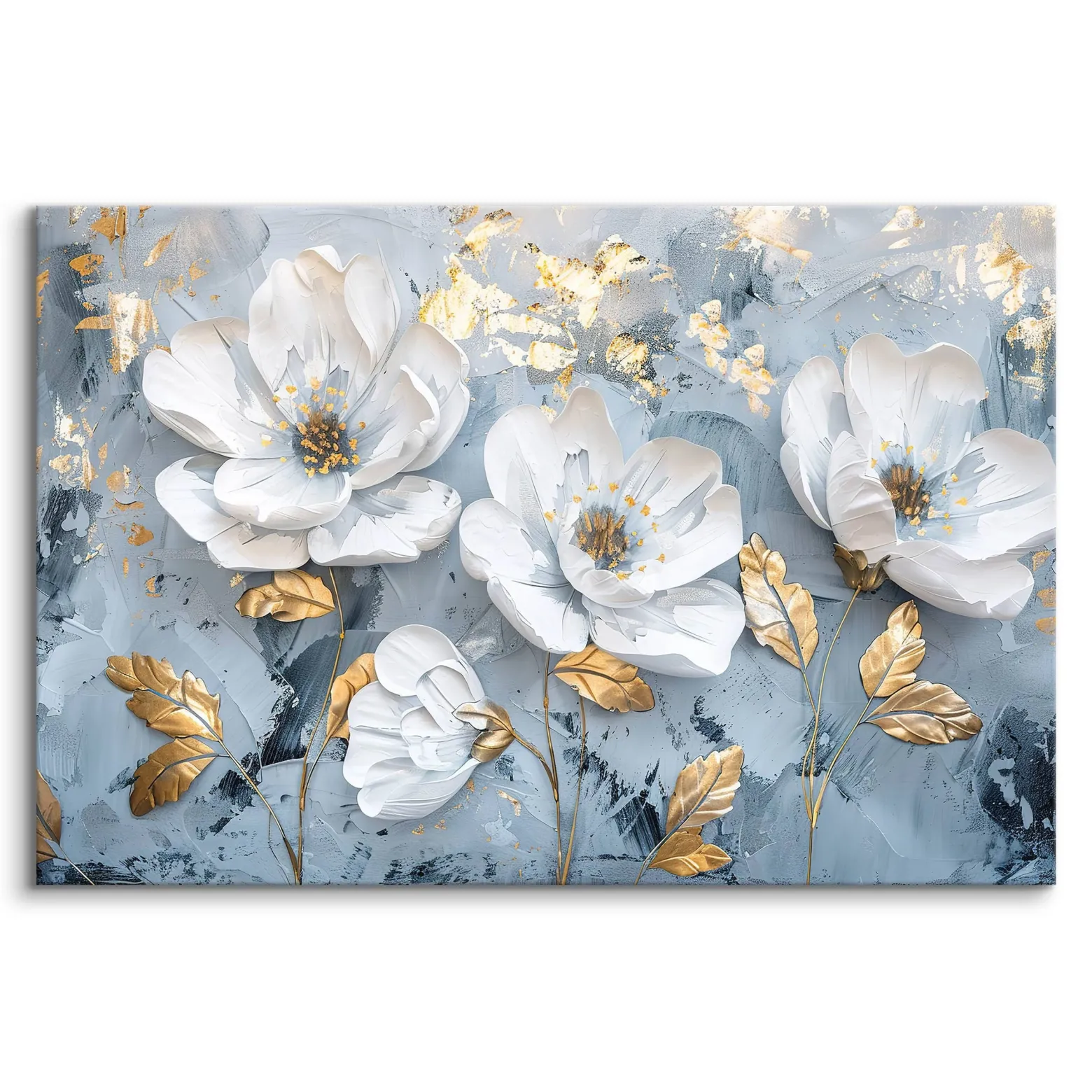 Obraz Akwarelowe Białe Kwiaty Glamour 30x20cm