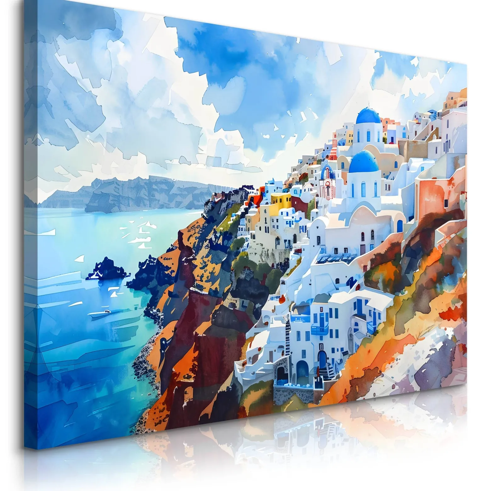 Obraz Akwarelowy Pejzaż Santorini 30x20cm
