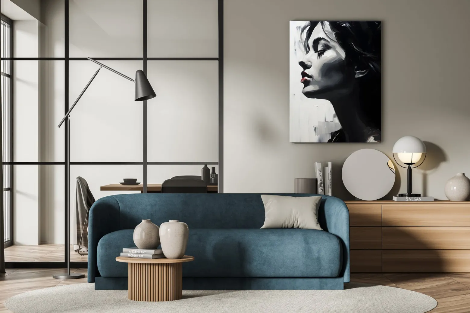 Obraz Canvas Czarno-Biały Profil Młodej Kobiety 20x30cm