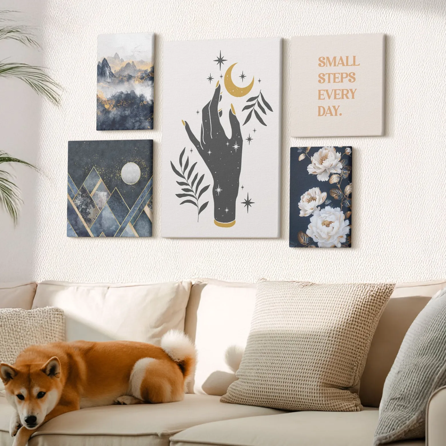 Obraz canvas 5 części Boho hasła|20x30, 30x30, 40x60|Wallfluent