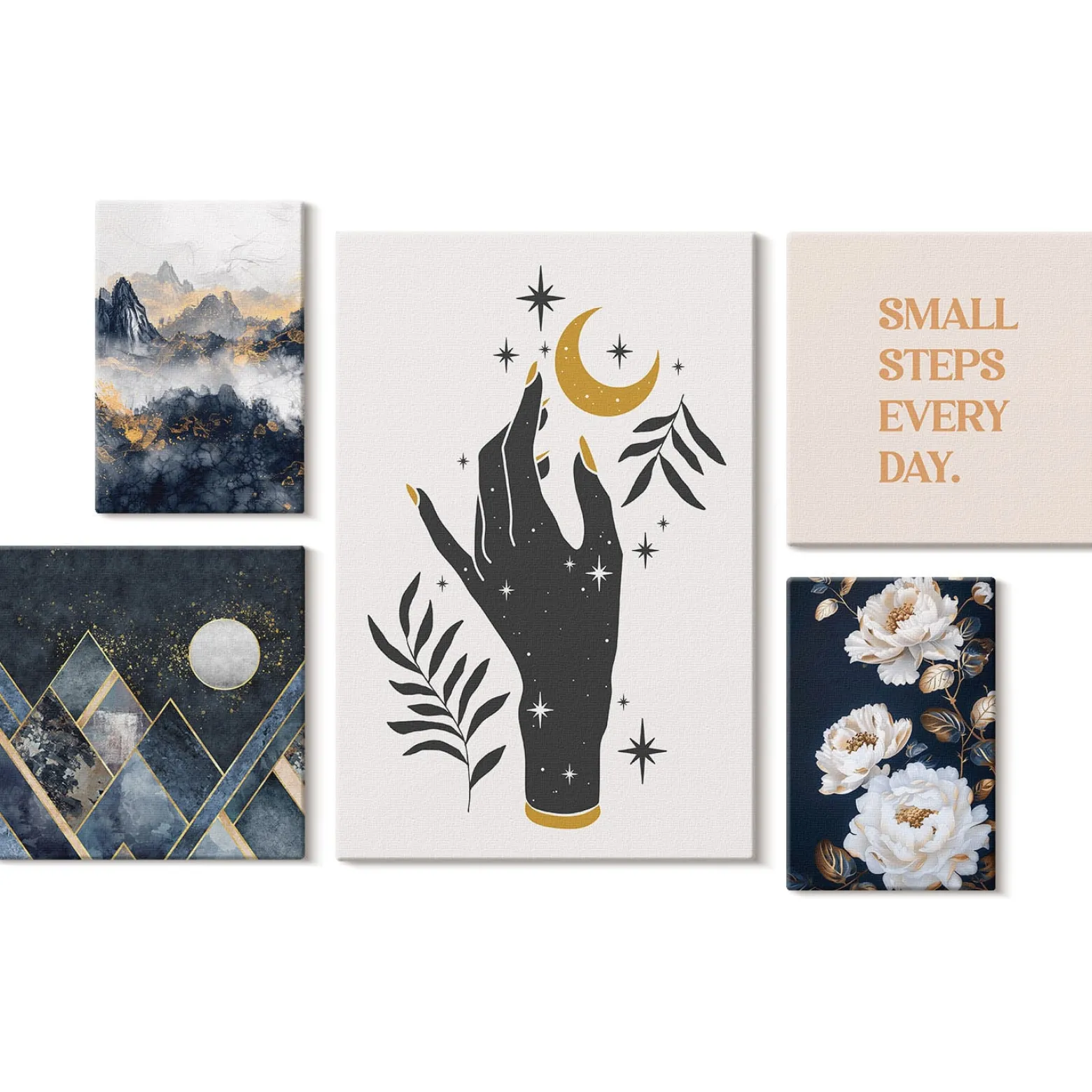 Obraz canvas 5 części Boho hasła|20x30, 30x30, 40x60|Wallfluent