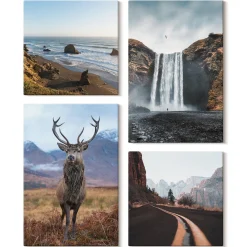 Obraz canvas 4 częściowy Góry wodospad plaża |40x40, 40x60| Wallfluent