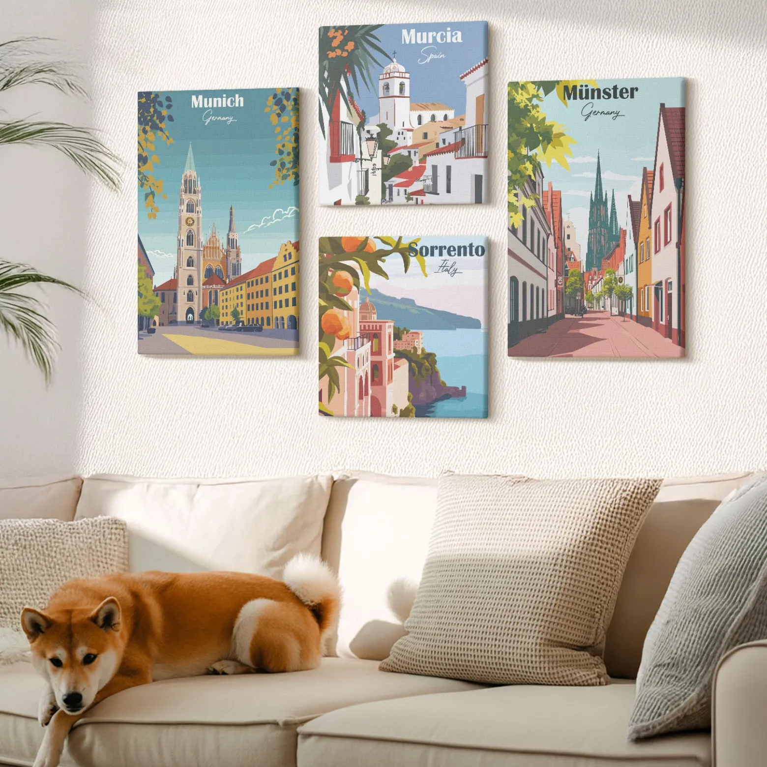 Obraz canvas 4 częściowy Ilustracje Europy |40x40, 40x60| Wallfluent