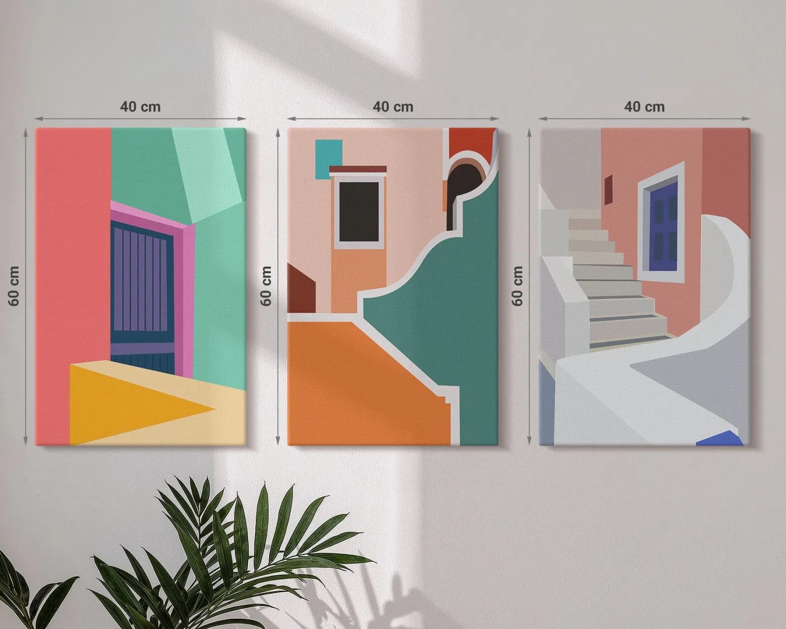 Obraz canvas 3 częściowy Kolorowa architektura | 3x40x60 | Wallfluent