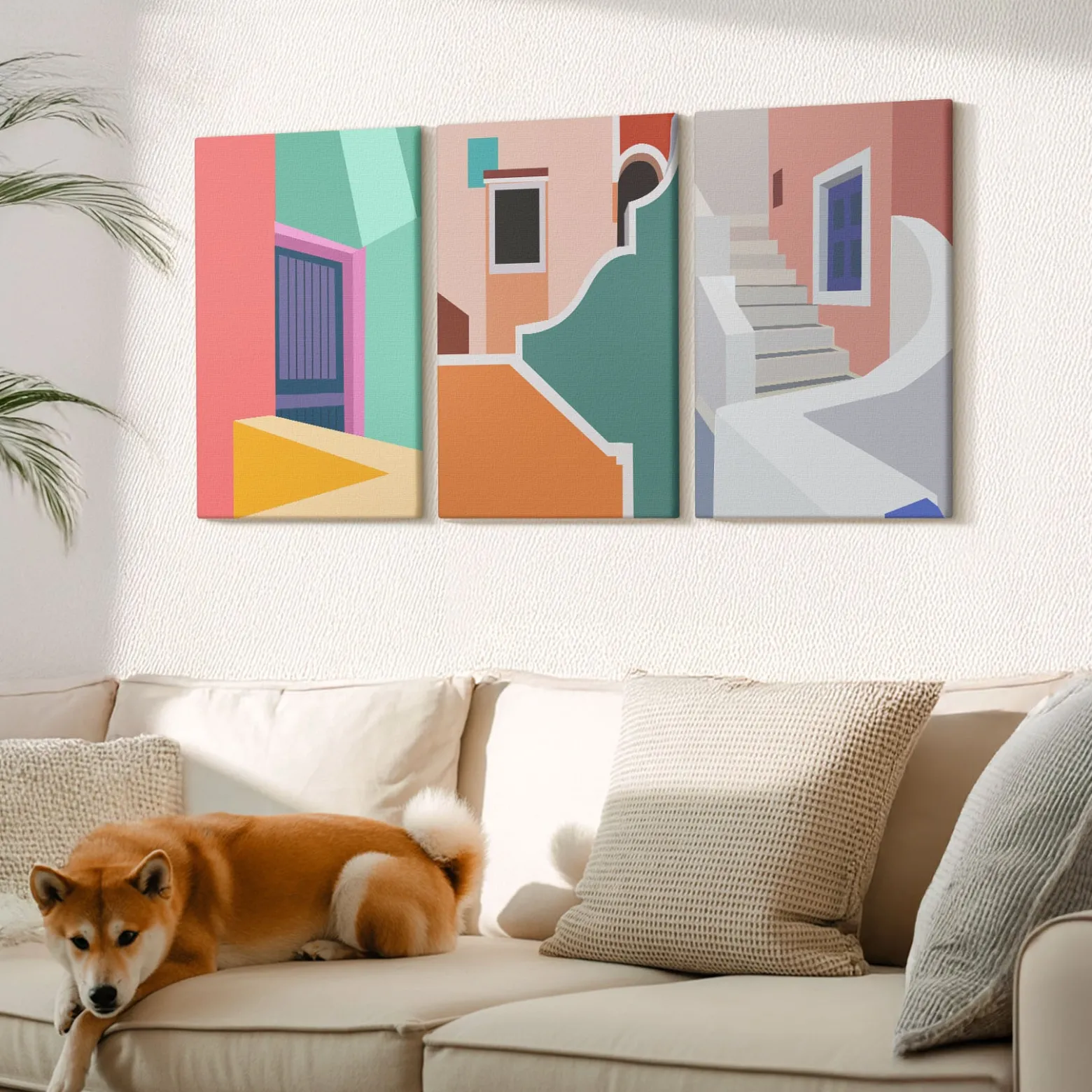 Obraz canvas 3 częściowy Kolorowa architektura | 3x40x60 | Wallfluent