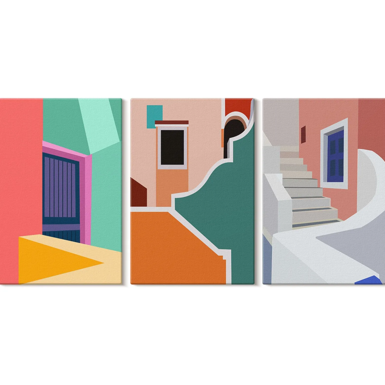 Obraz canvas 3 częściowy Kolorowa architektura | 3x40x60 | Wallfluent